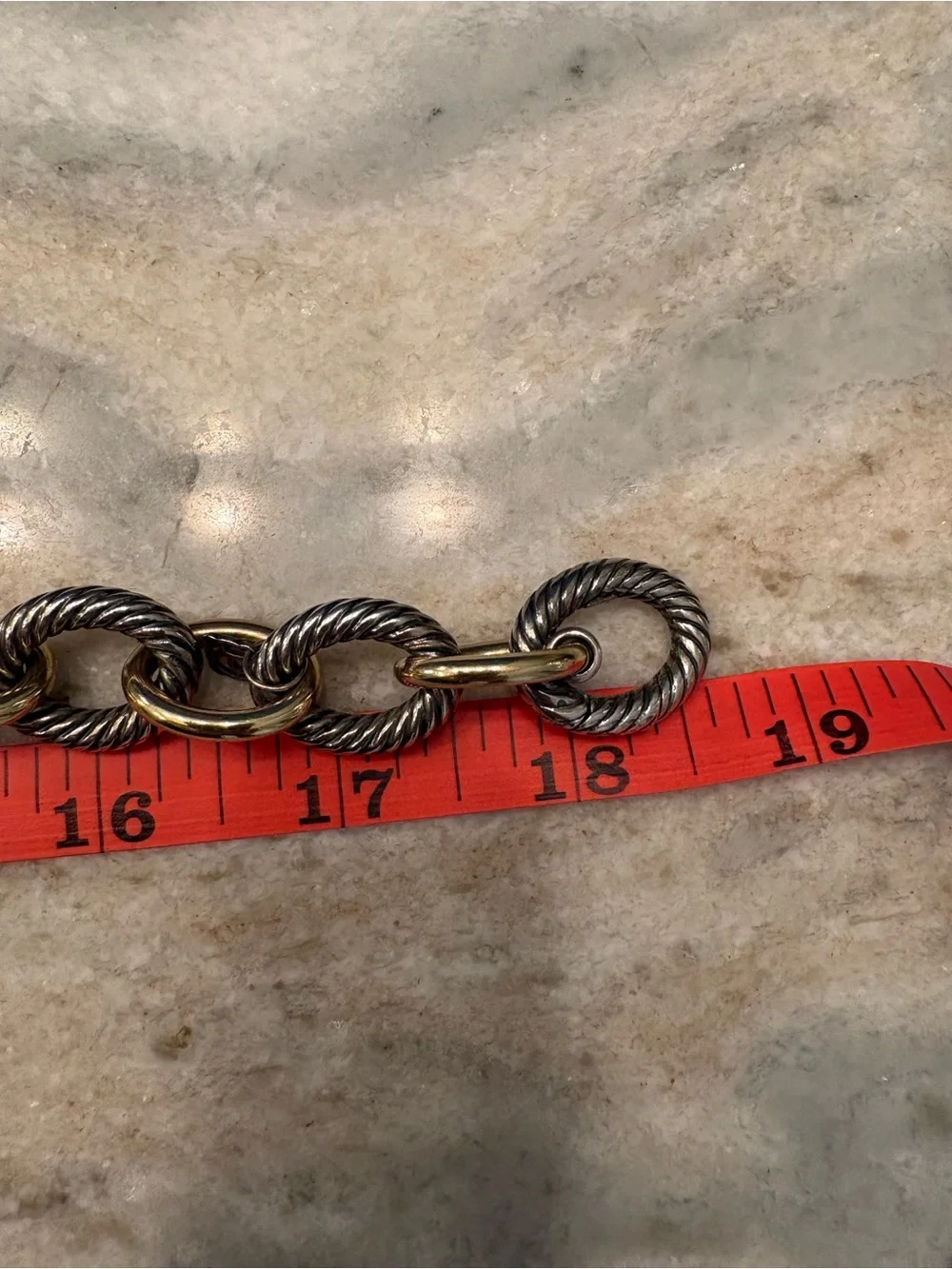 David Yurman 18k Yellow Gold Sterling Silver Oval Link Chain Necklace